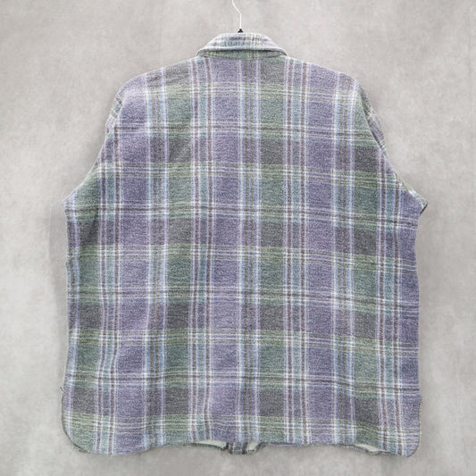 Road Rags Purple Plaid Cotton Flannel Long Sleeve Button Down Vintage 1XL