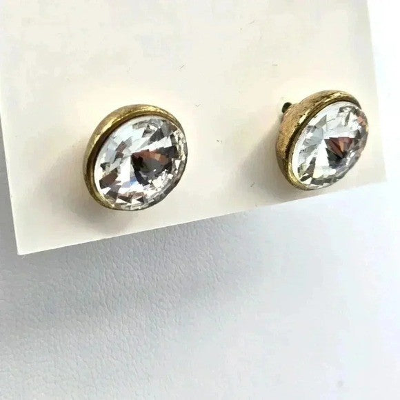 Gold Clear Rhinestone Circle Stud Earring Boho Retro Fashion Jewelry E63