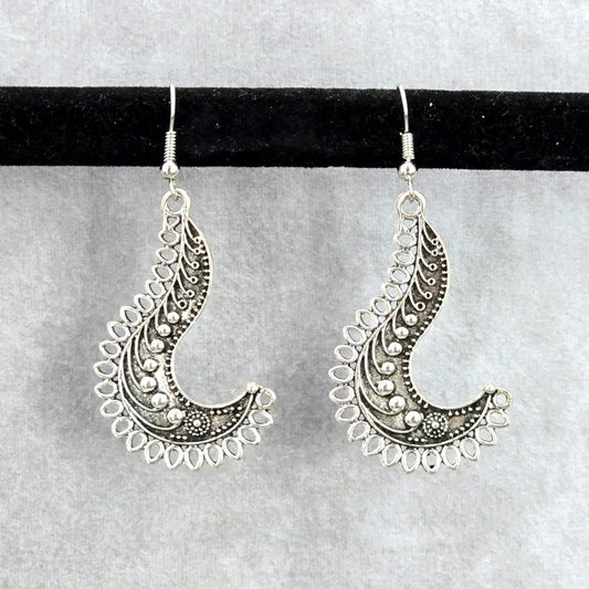 Silver Drop Hook Dangle Floral Leaf Boho Retro Earring Fashion Jewelry JB2-86