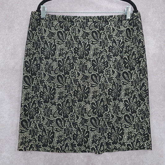 Dressbarn Black Floral Executive Pencil Mini Skirt Plus 14