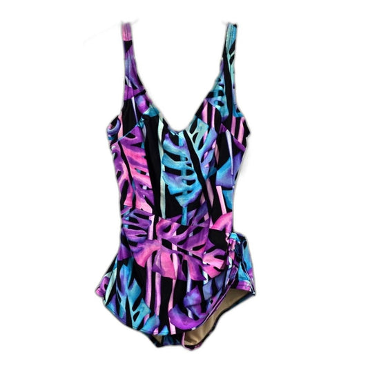 Slimsuit Purple Tropical One Piece Bathing Suit Swimwear Swimsuit Medium Size 10
