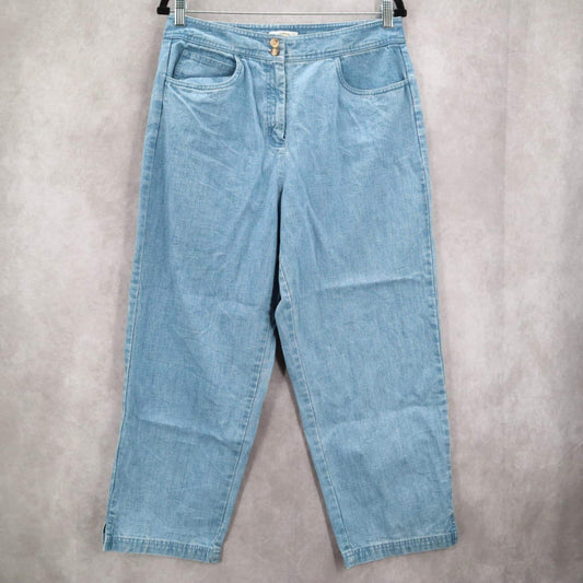 Talbots Blue Denim Straight Classic Tapered Leg Cotton Jeans Pants 12