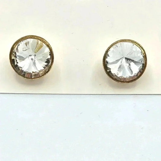 Gold Clear Rhinestone Circle Stud Earring Boho Retro Fashion Jewelry E63