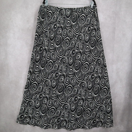 JBS Ltd Black Geometric Swirl Beach Long Flare Maxi Pull On Skirt Plus 20W