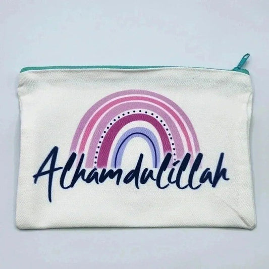 Alhamdulillah Canvas Zipper Pencil Bag Makeup Bag Pouch Bag Handmade NWT
