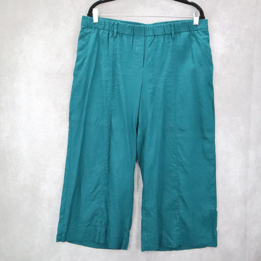 J Jill Green Linen Stretch Crop Capri Wide Leg Casual Trousers Pants L Large