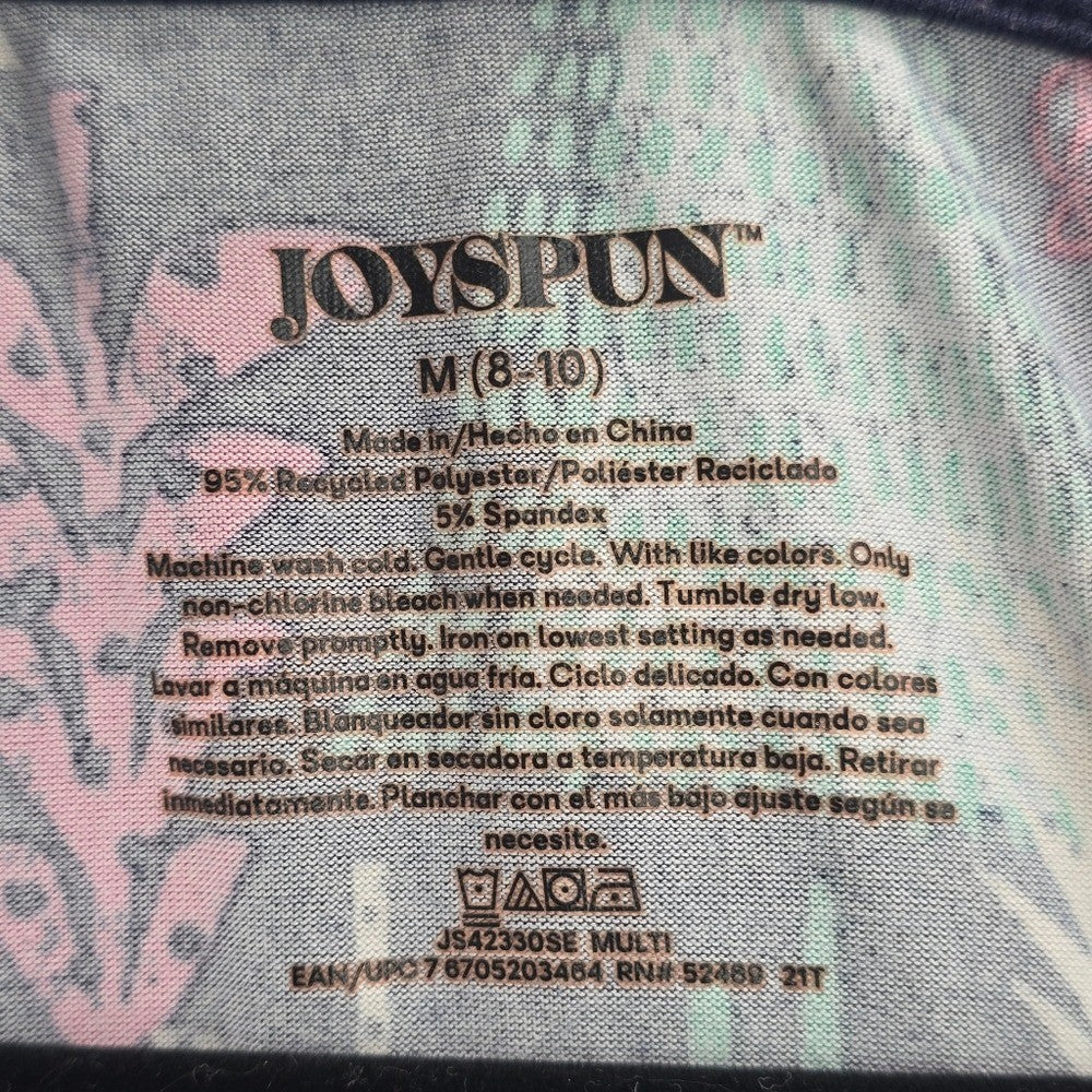 Joyspun Blue Christmas Tree Print Long Sleeve Holiday Y2K Printed Top Medium