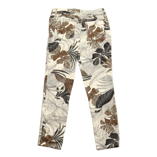 Chicos White Floral Girlfriend Slim Ankle Beach Colorful Animal Print Pants 00R