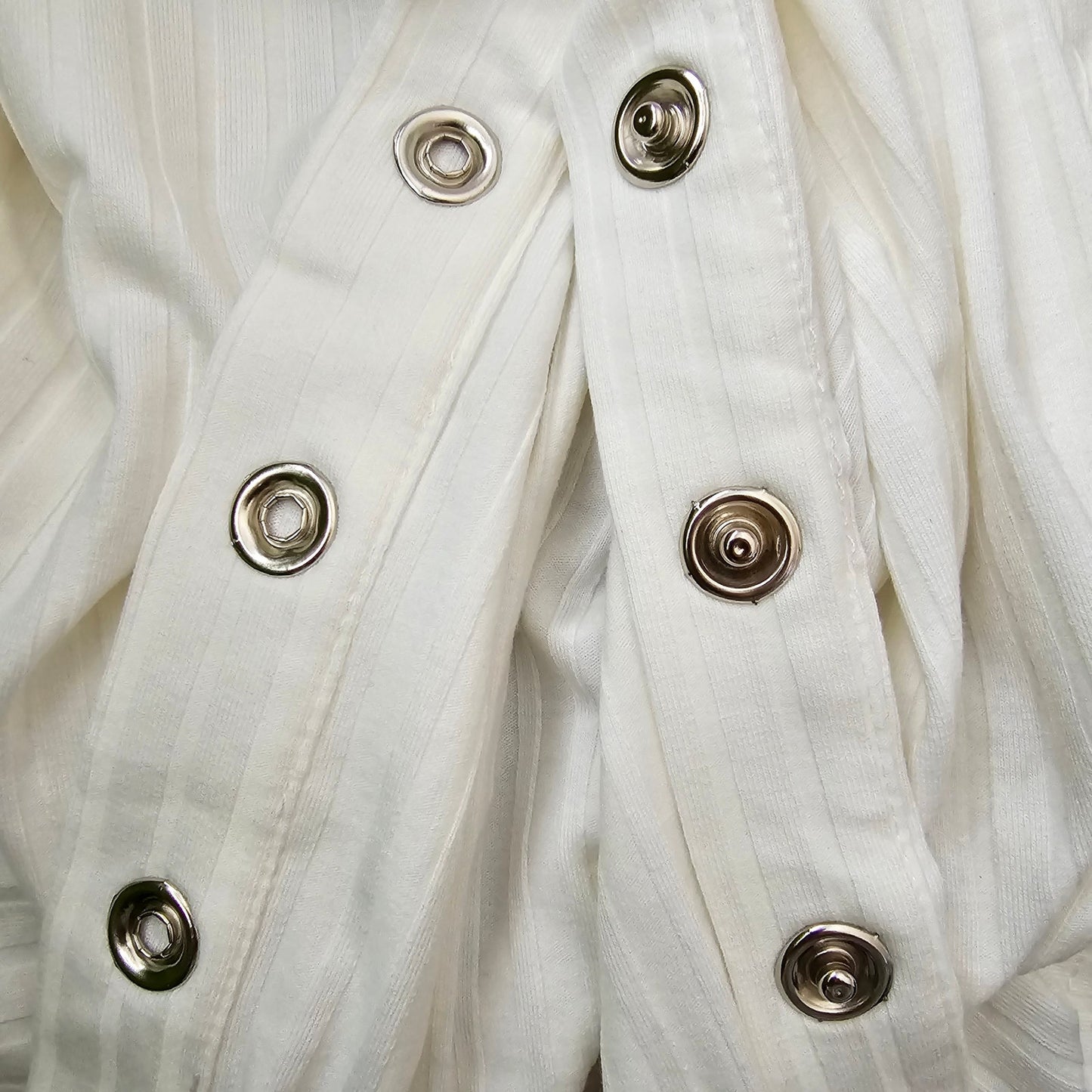 Shein White Stripe Button Pull On Stretch Midi Skirt Large 12