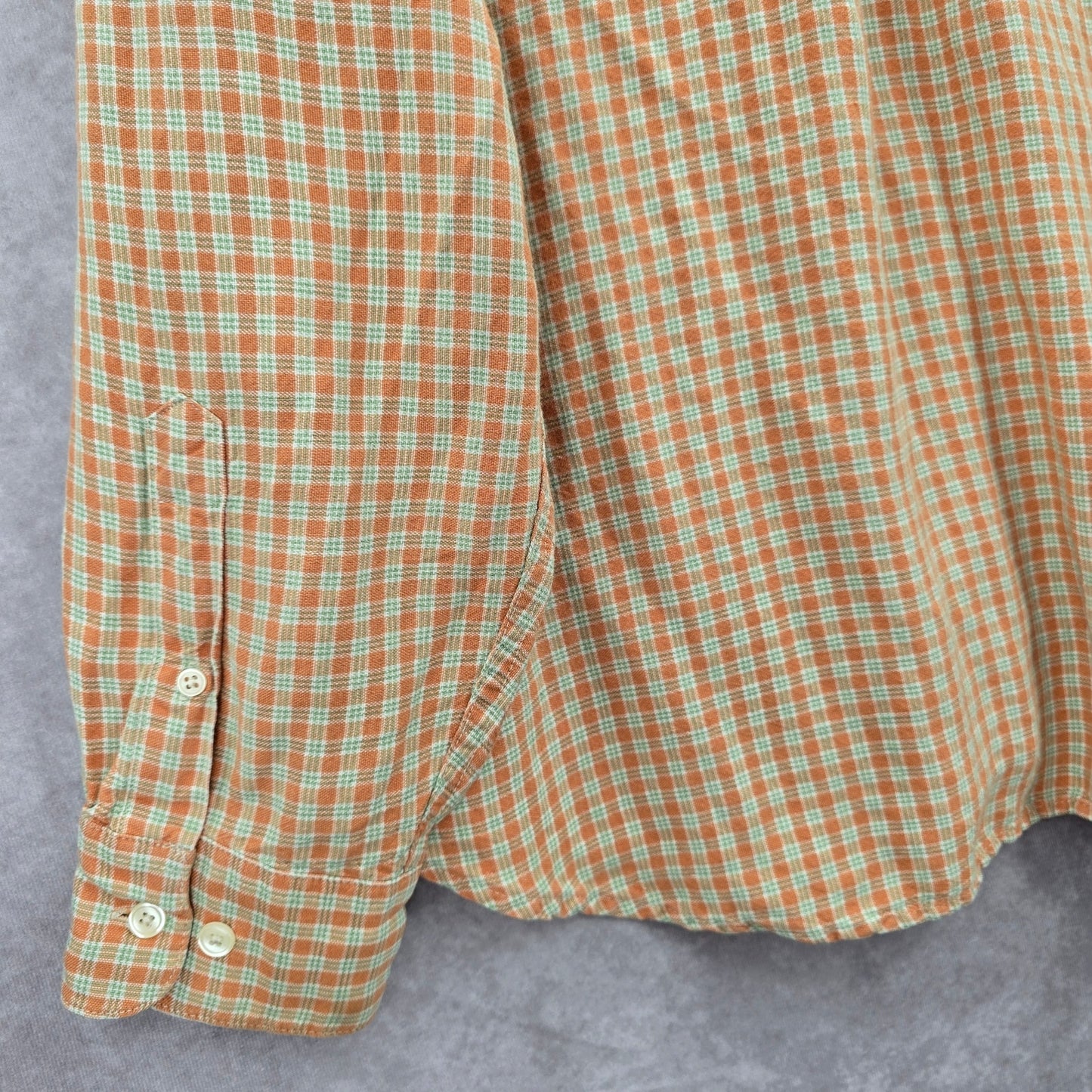 Gap Orange Checker Plaid Long Sleeve Button Down Mens Shirt Extra Large XL