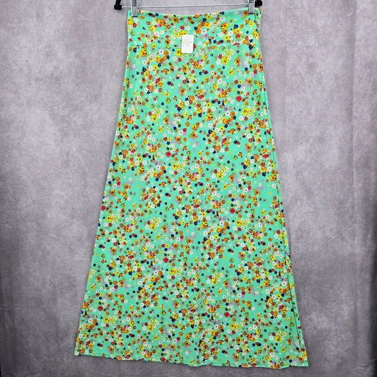Got Style Green Maxi Floral Boho Indie Western Stretch Y2K Long Skirt Large