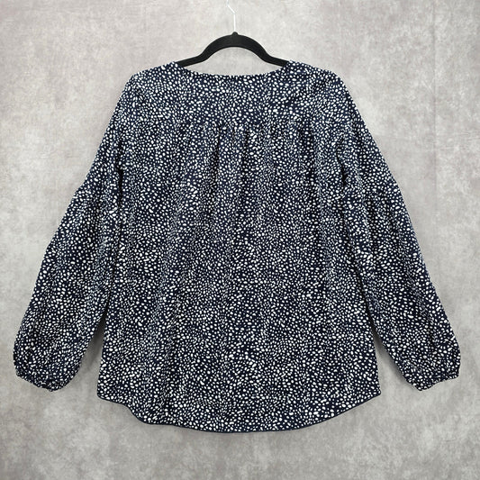 Shein Navy Blue Polka Dot Balloon Long Sleeve High Low Boho Peasant Small