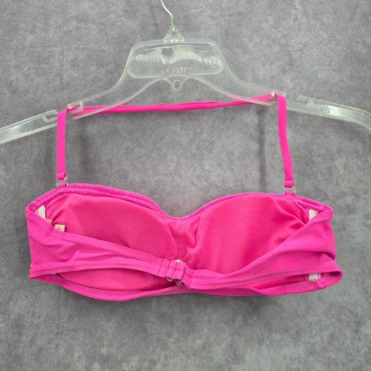 Red Camel Pink Laser Cut Flower Ruffle Padded Bikini Top Swimwear Small