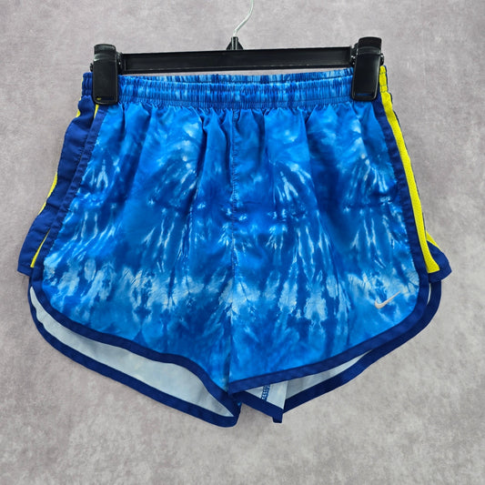 Nike Dri Fit Blue Yellow Stripe Running Active Sports Pant Shorts Extra Small XS