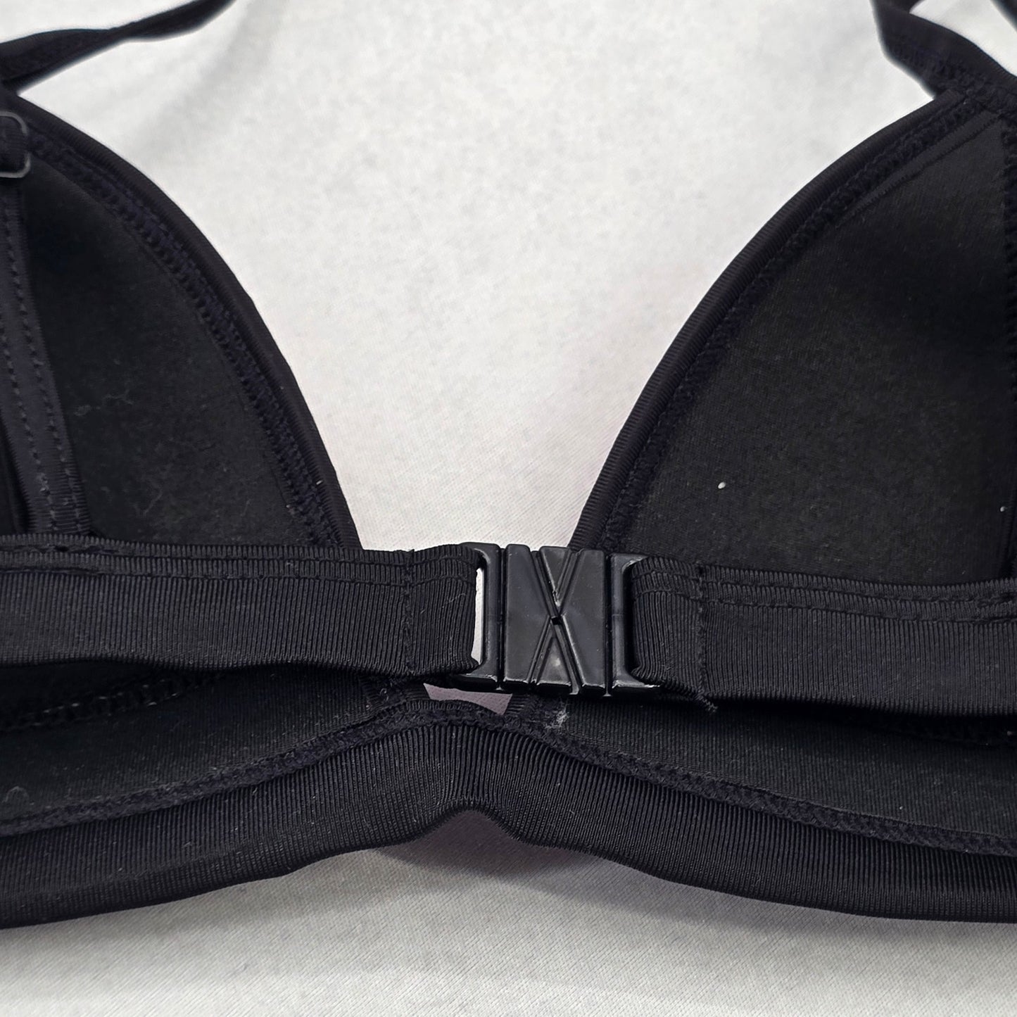 Black Pink Mesh Boho Triangle Padded Swim Sports Bra Beach Bikini Top M Medium