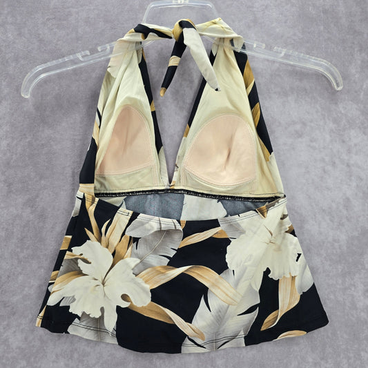 Sessa Black Floral Halter Padded Swimwear Tankini Tank Top Medium M 8
