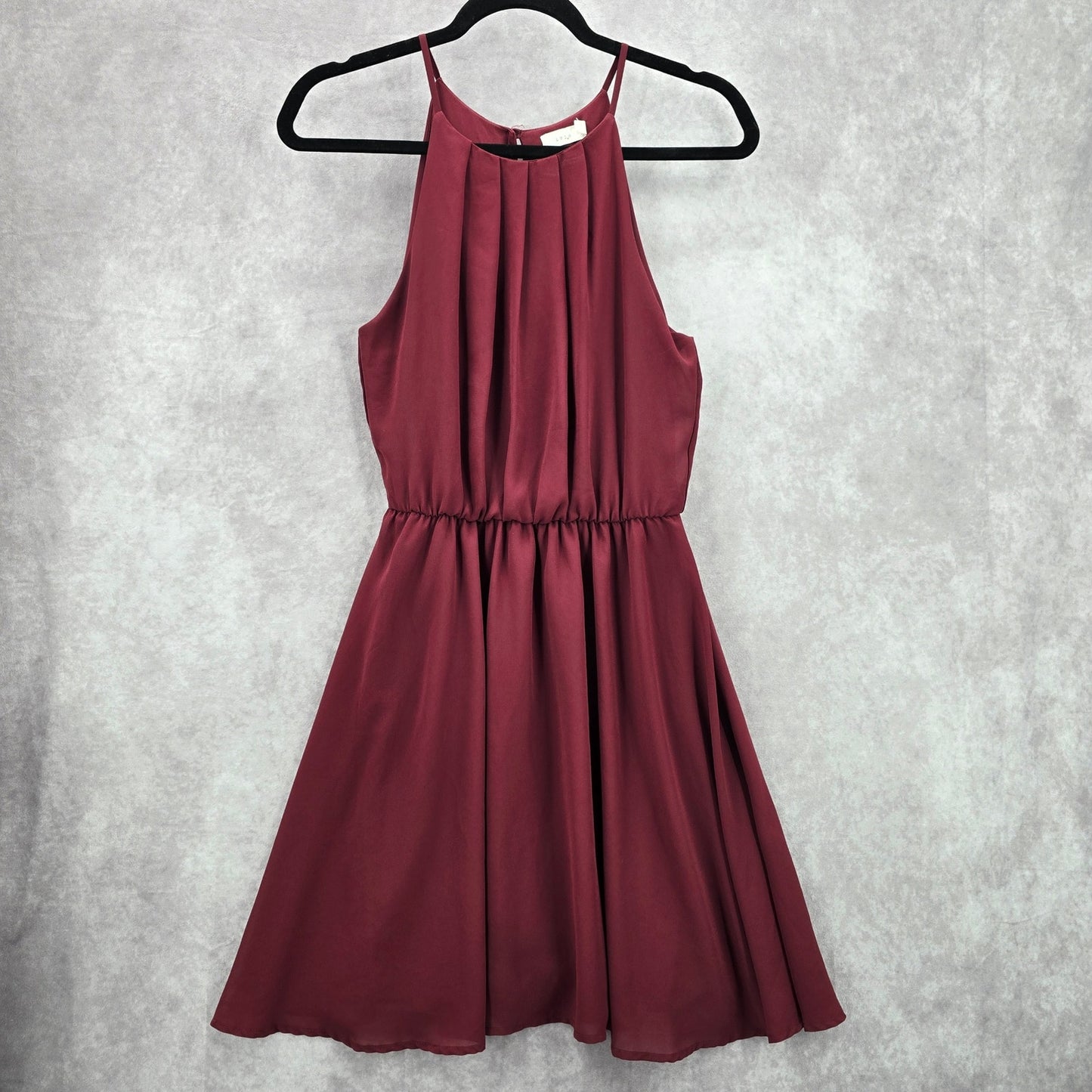 Lush Red Burgundy Sleeveless Pleat Flare Formal Dress Medium