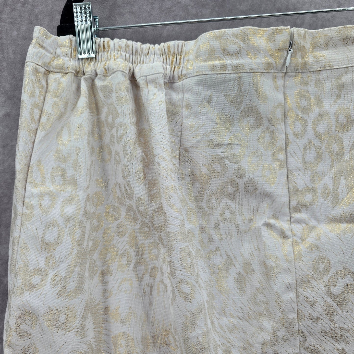 Catherine's Added Dimensions Gold Midi Flare Zipper Bottom Skirt Plus 1X 18/20