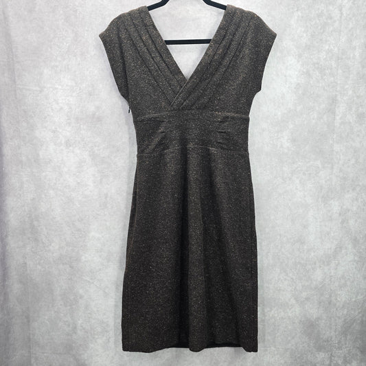Banana Republic Brown Speckle Wool Silk Knee Length Dress 4 Small