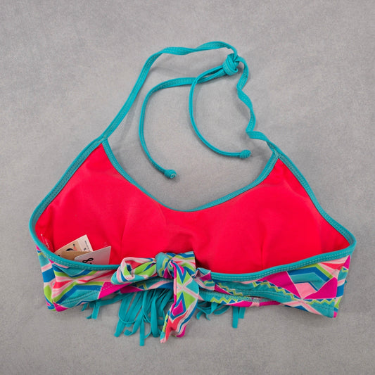 Urban Sea Blue Fringe Padded Halter Tie Boho Bikini Bralette Swim Top S Small
