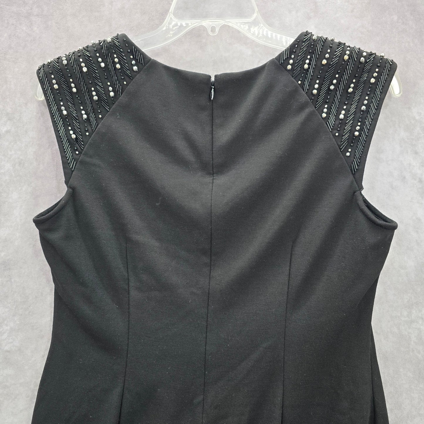 Calvin Klein Black Silver Beaded Knee Length Stretchy Dress Large 12