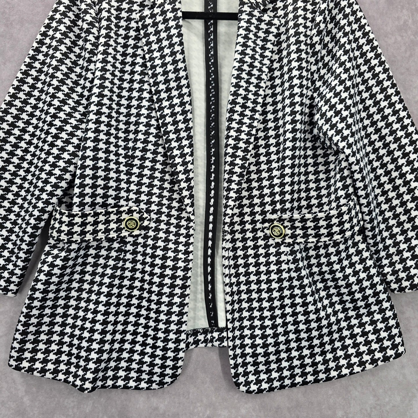 NYCC Black White Long Sleeve Printed Retro Classic Coat Jacket Preppy Blazer L