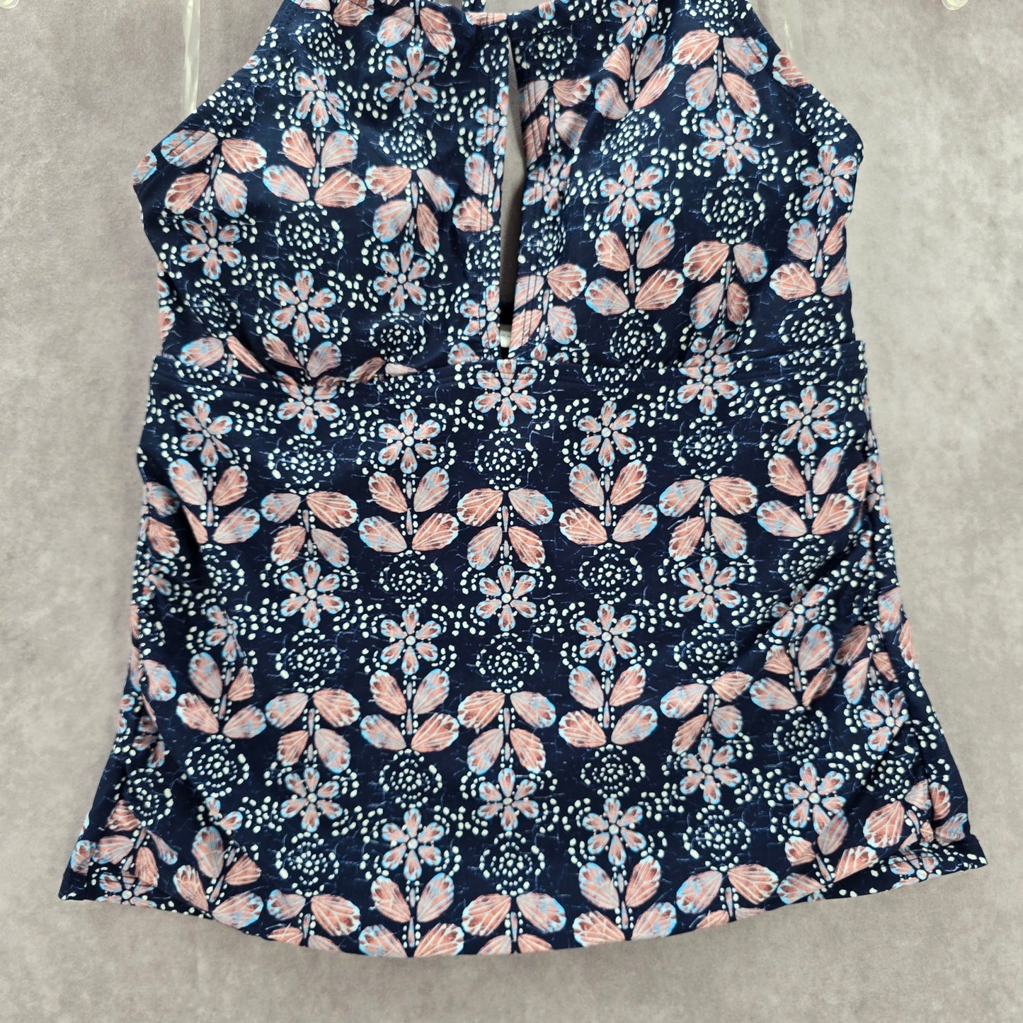 New Directions Blue Floral Padded Halter Swimwear Tankini Tank Top Medium M