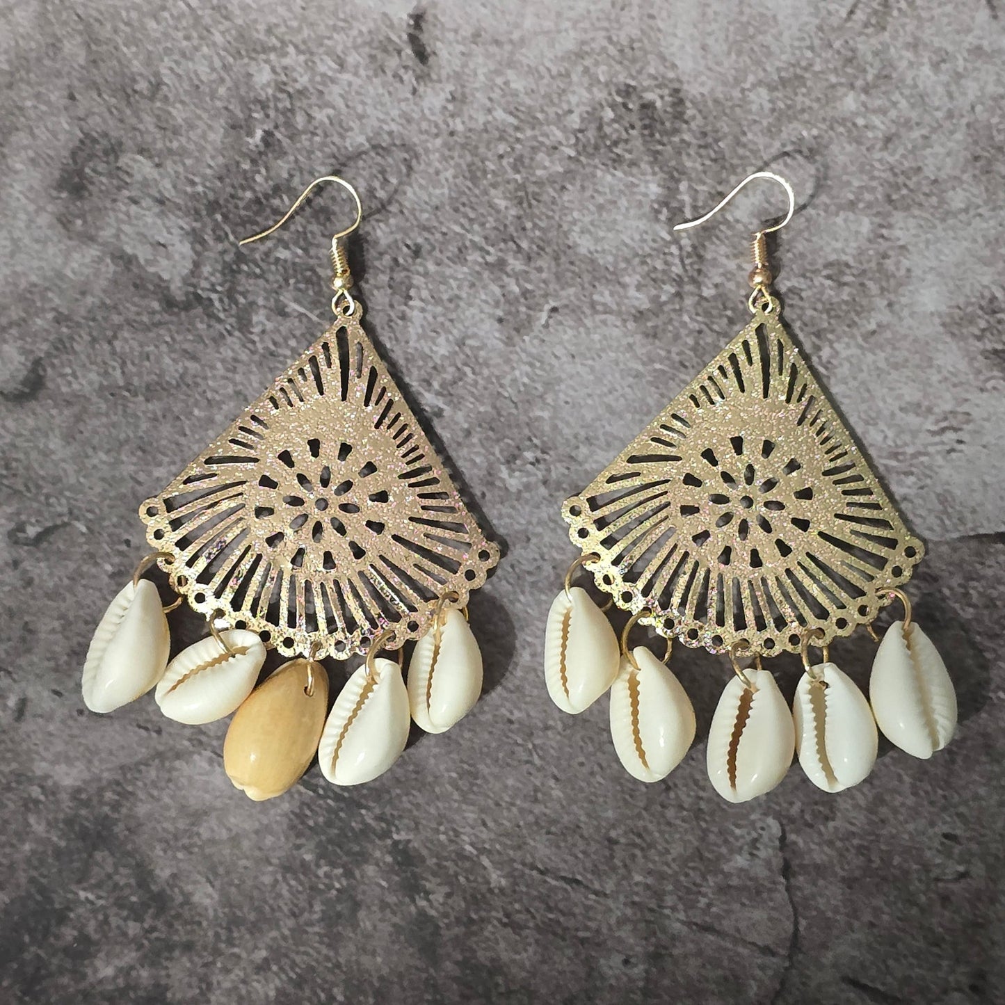 Gold Shell Hook Dangle Floral Boho Western Beach Earring Fashion Jewelry JB1-11