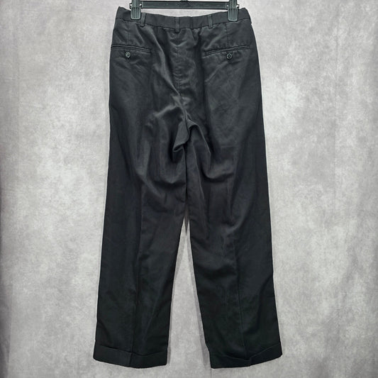Haggar Black Plain Tailored Executive Dress Pants Trouser Bottoms Mens Small