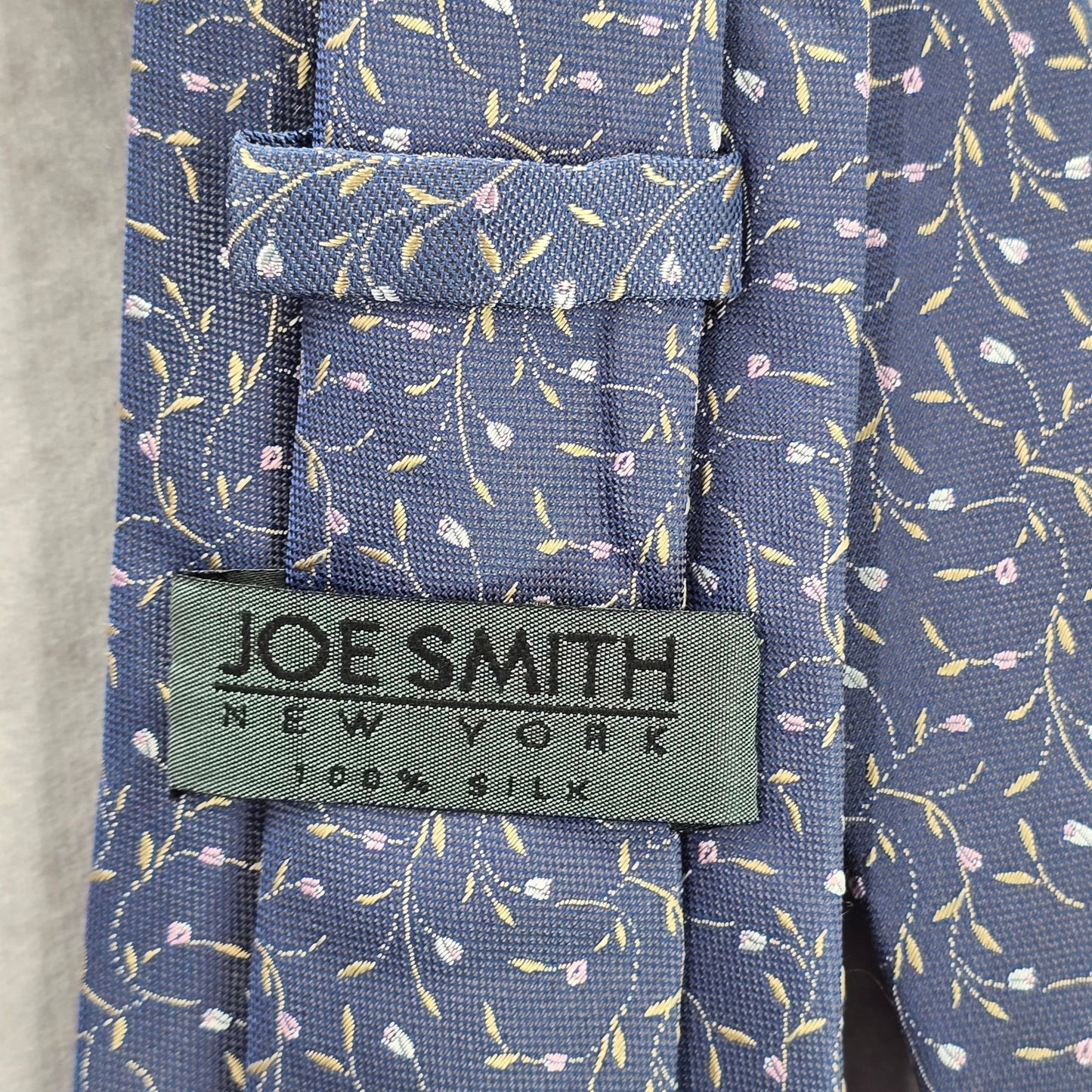 Joe Smith New York Purple Silver Floral Geometric Executive Silk Men's Neck Tie