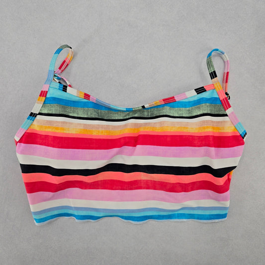 No Boundaries Pink Stripe Crop Sports Bra Bikini Bralette Swim Top S Small