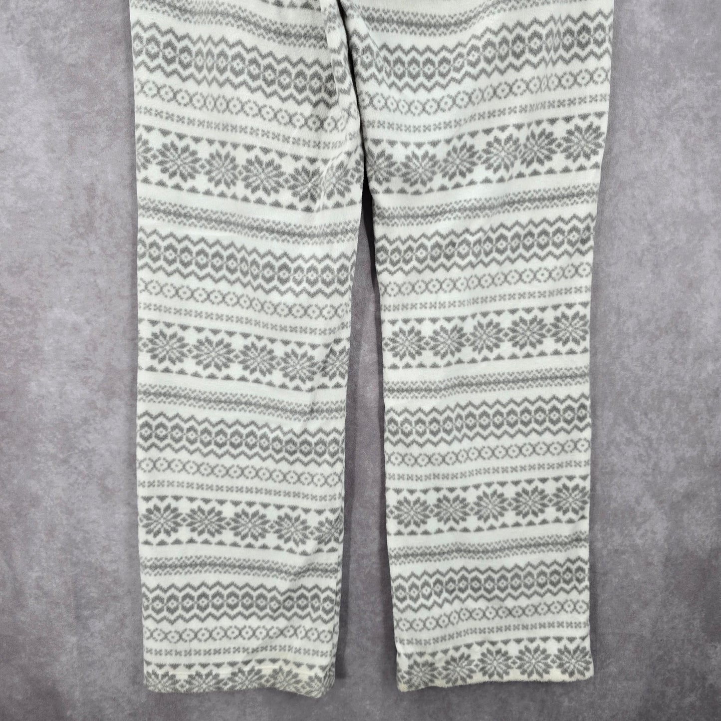 Old Navy White Gray Fleece Snowflake Sleep Pajama Bottoms Pants M Medium