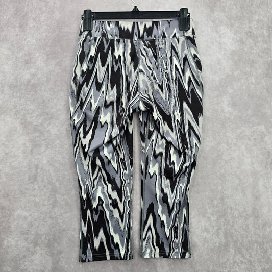 Reebok Black Gray Marble Cropped Active Pant Bottom Legging Small