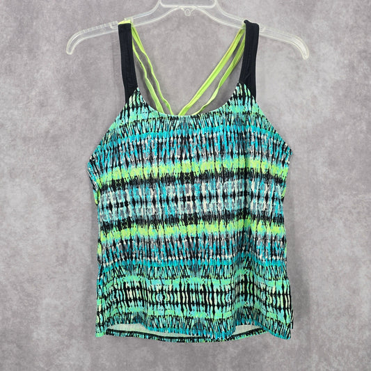 BCG Green Padded Sports Bra Swimwear Tankini Drape Back Tank Top Medium M 8