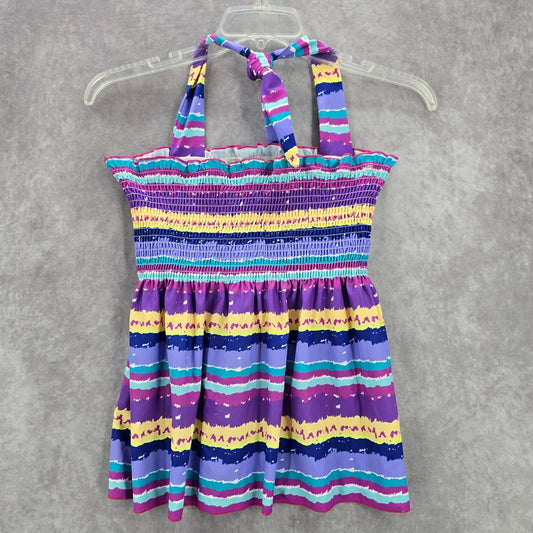 Purple Stripe Smock Halter Padded Swimwear Swimsuit Tankini Tank Top Extra Large