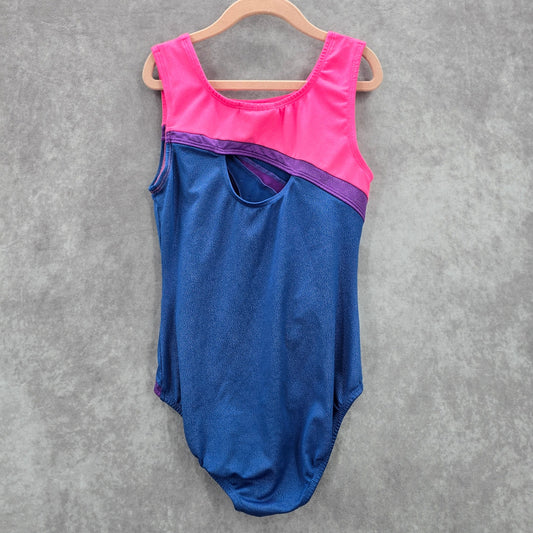 Danskin Freestyle Pink Bule Sparkle Leotard One Piece Bathing Suit Girls 10/12