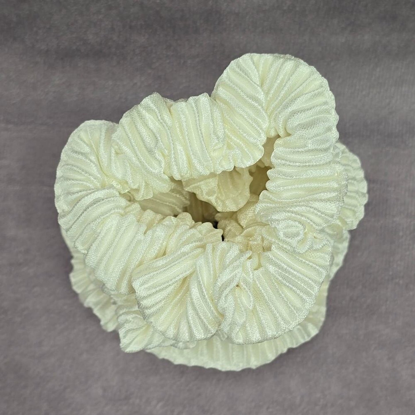 White Ivory Pleat Scrunch Hair Tie Elastic Accessories Scrunchie Handmade SB3