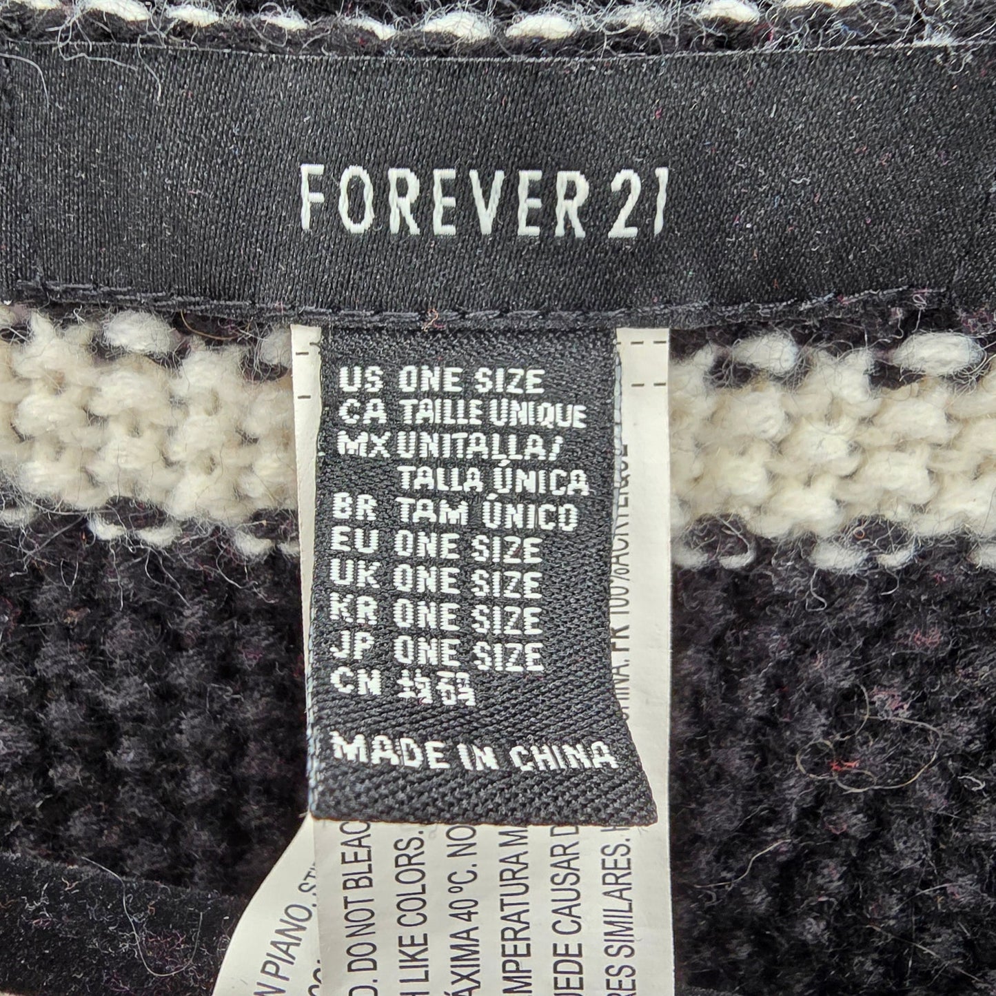 Forever 21 Black White Stripes Knit Cardigan Wide Poncho Cape Sweater One Size