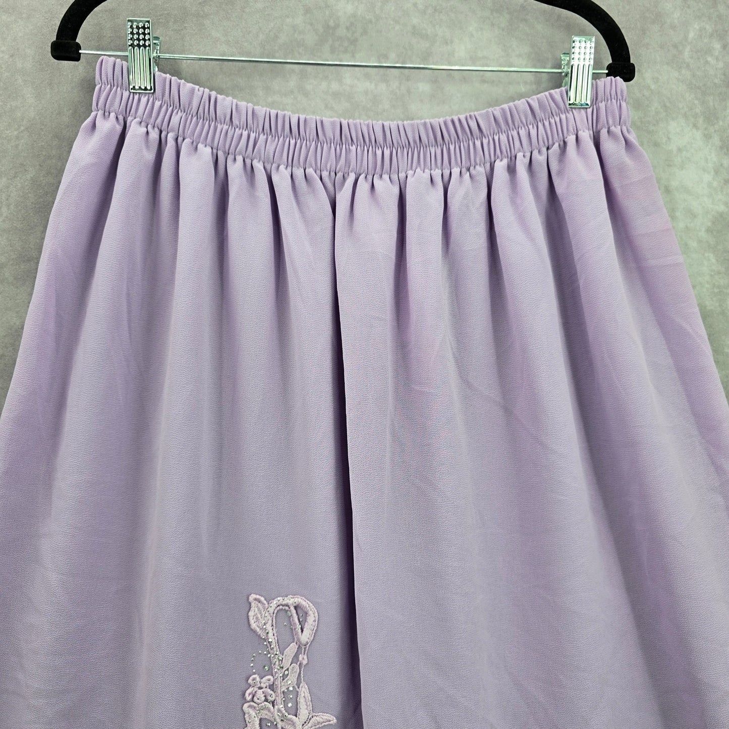 Purple Lace Asymmetrical Rhinestone Lace Cottage Retro Skirt Plus 4XL