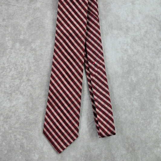 Calvin Klein Red White Stripe Silk Executive Corporate Valentines Neck Tie Men's