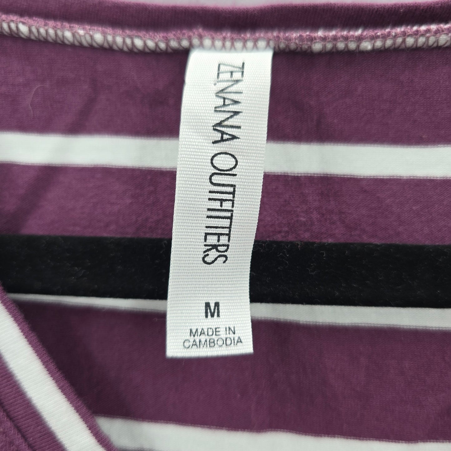 Zenana Outfitters Purple Long Sleeve Stripe Y2K Retro Cotton Blouse Top Medium