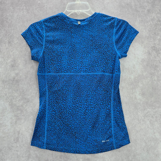 Nike Di Fit Blue Black Print Short Sleeve Active Running Tshirt XS Extra Small
