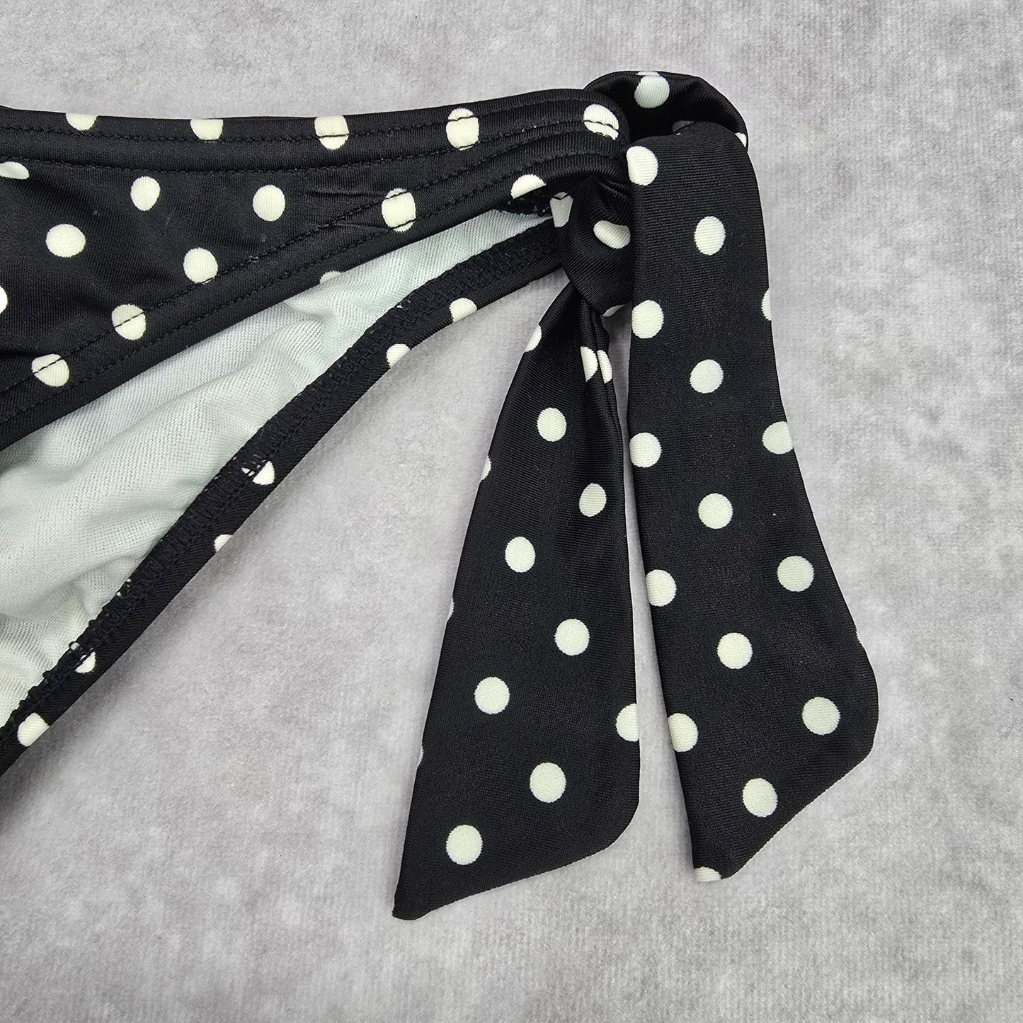 Billabong Black White Polka Dot Tie Bikini Bottom Swimwear Medium
