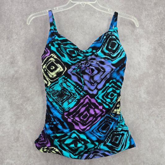 Coco Reef Black Multi Swimwear Tankini Tank Top Medium Bra 34D