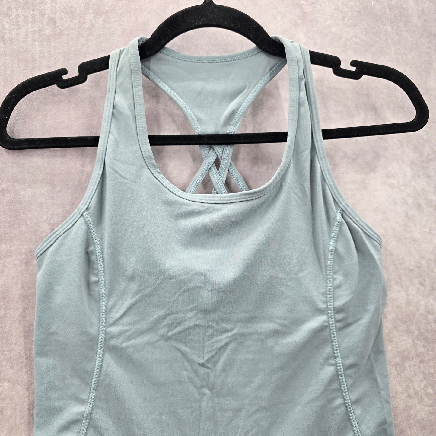 Gray Racerback Sleeveless Activewear Yoga Tank Top Shirt Medium