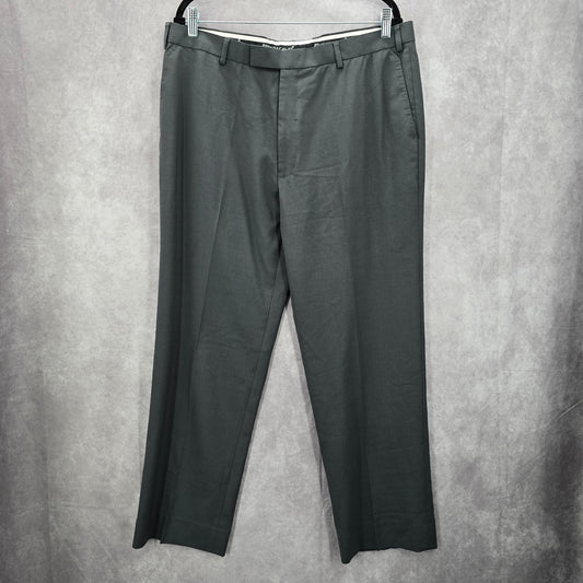 Fit Elegance Gray Mens Trousers Executive Tailored Suit Work Dress Pants 38x41