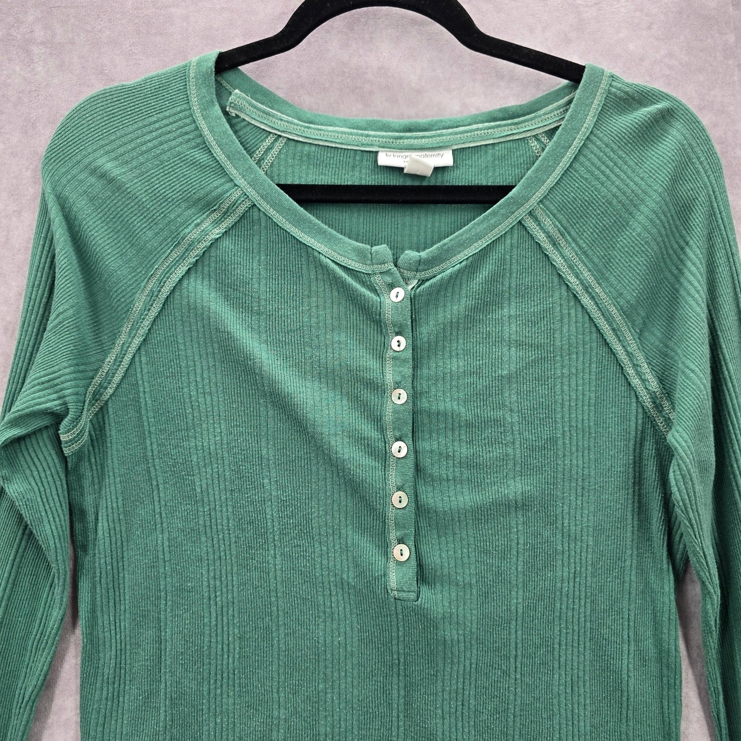 Liz Lange Maternity Green Long Sleeve Pullover Top Sweater Large