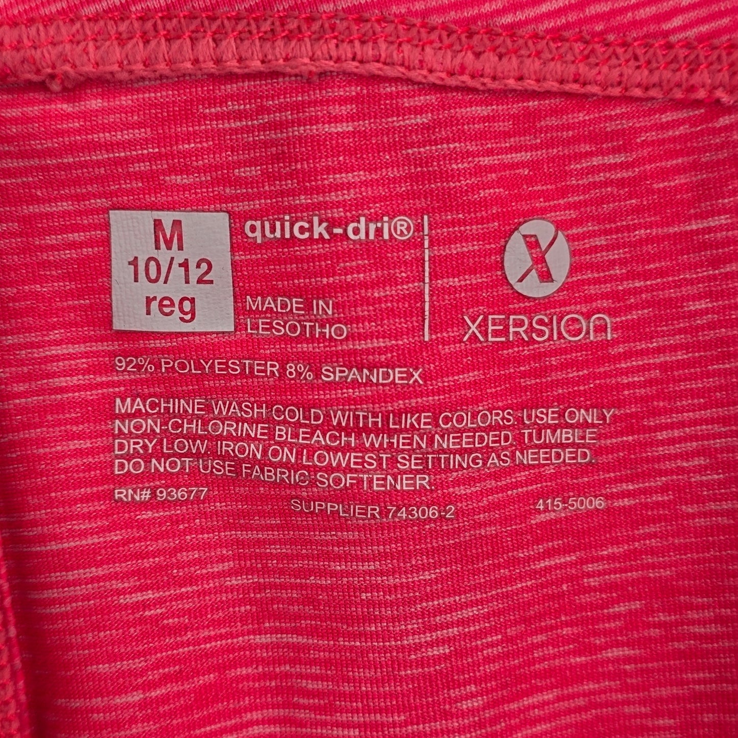 Xersion Pink Black Skinny Stretch Pants Bottoms Ankle Leggings M Medium 10 12