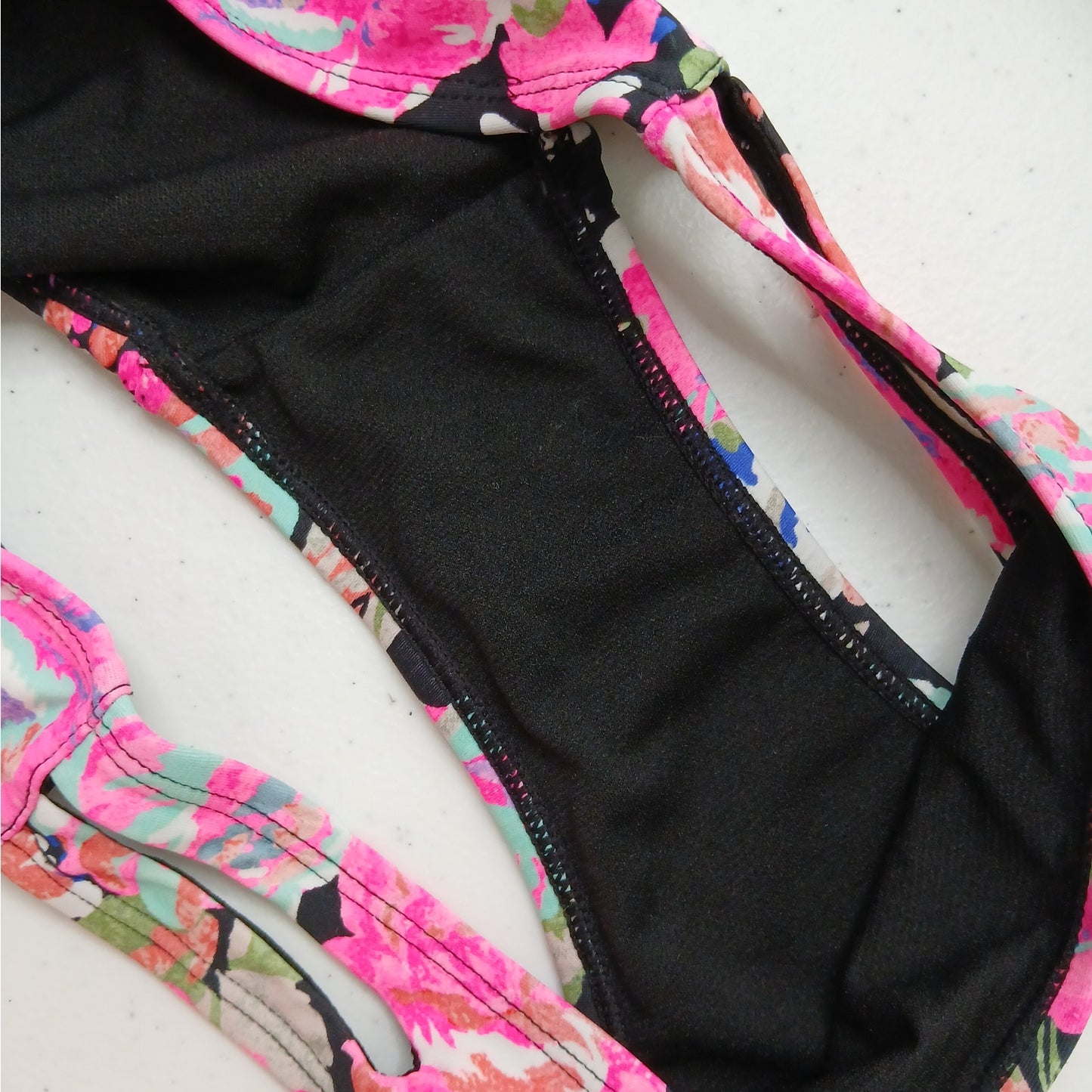 No Boundaries Black Pink Floral Bikini Bottom Swimwear Small