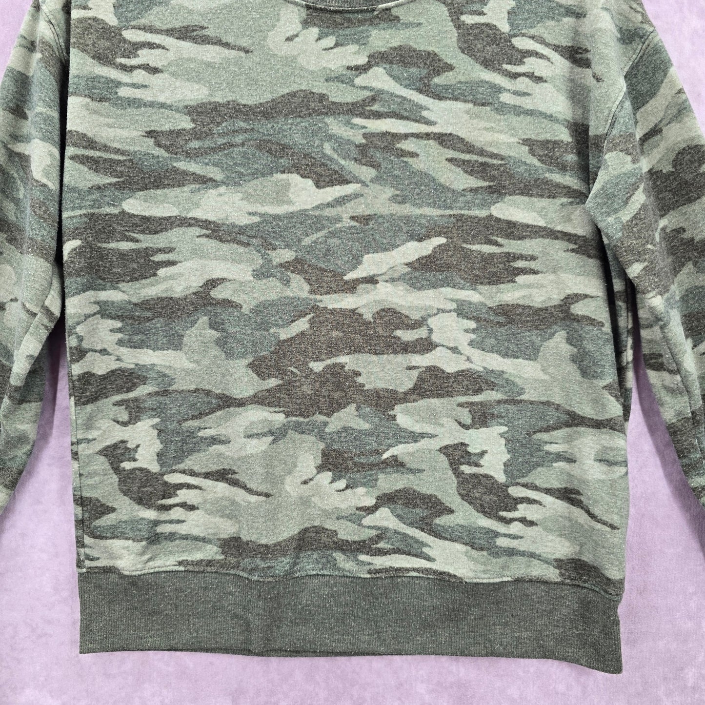 Splendid Green Camo Army Long Sleeve Pullover Crop Sweater Extra Small XS